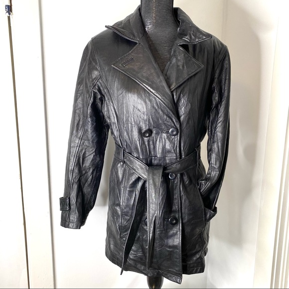 Pelle Studio Jackets & Blazers - Wilsons Leather Pelle Studio Belted Waist Leather + Thinsulate Trench Coat